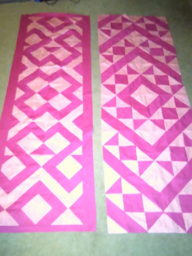 Pink and White Bed Runner