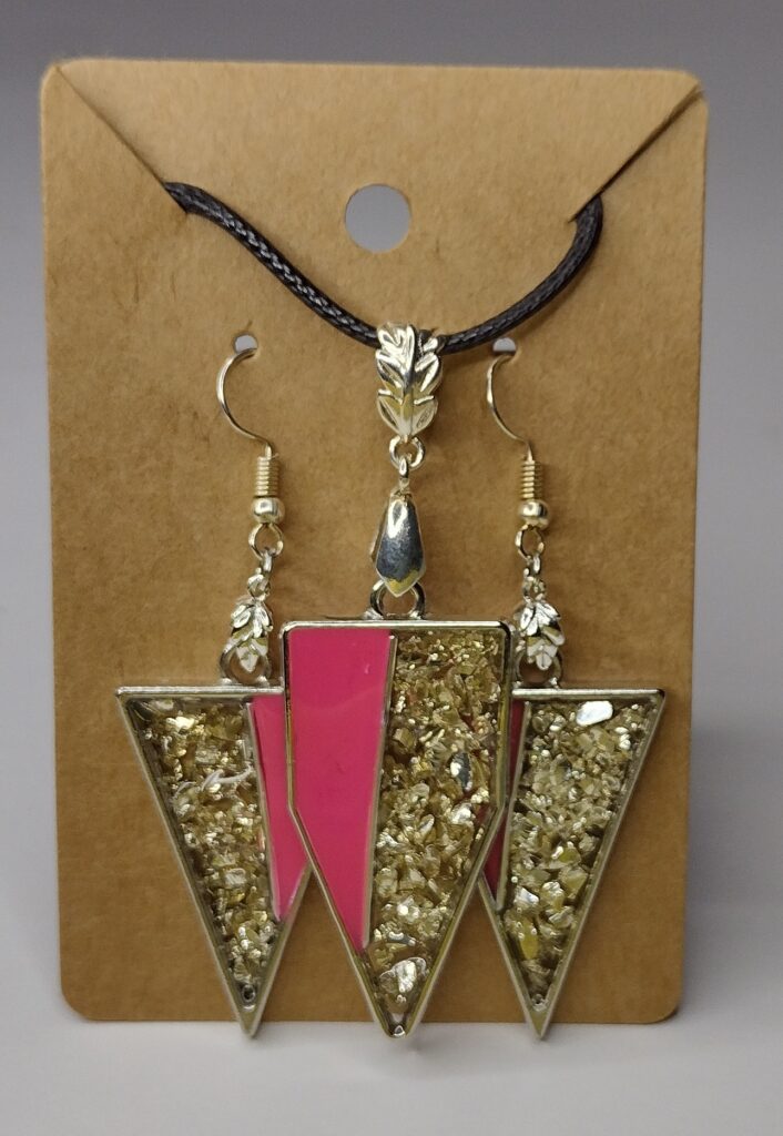 Hot Pink & Silver Triangular Charms