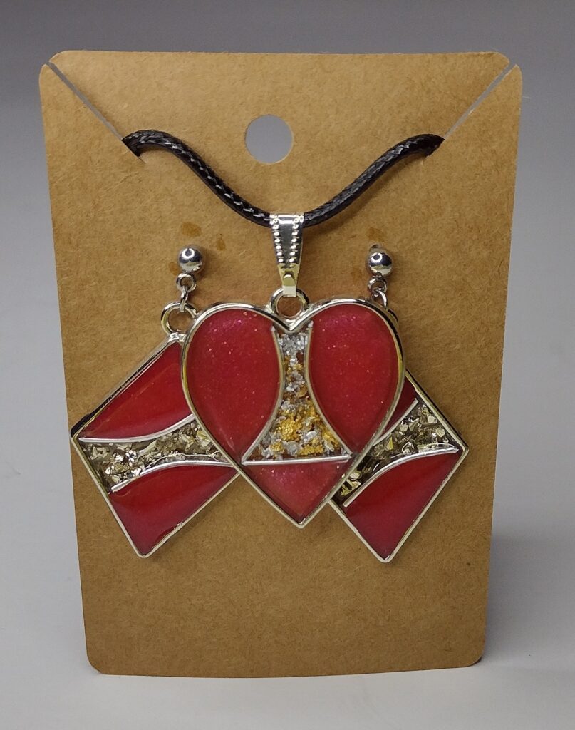 Red, Silver, & Gold  Heart Charm Set