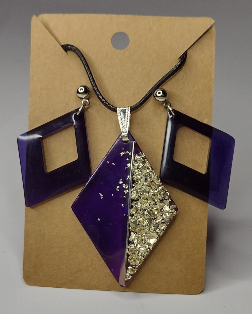 Purple & Gold Square Charm